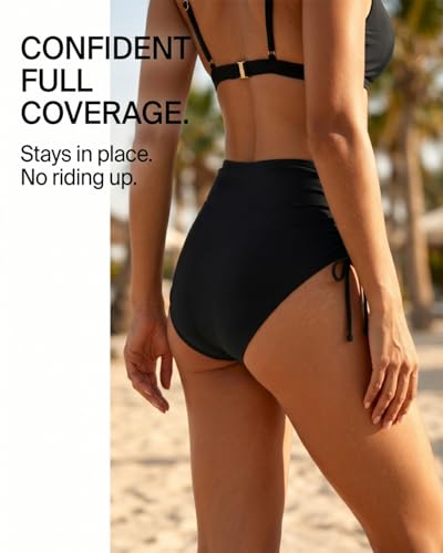 Holipick Women's High Waisted Bikini Bottom - X-Large, Black