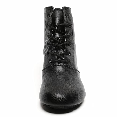 Black Lace-Up Jazz Shoes for Women Girls & Adults - Dance Boots, Size 11 Women / 10 Men - Bokimd