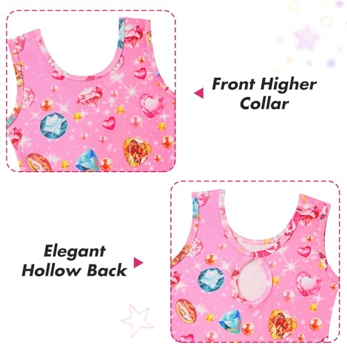 Gymnastics Leotards for Girls - 2 Pack Biketards with Shorts, Pink Diamond, 7-8 Years