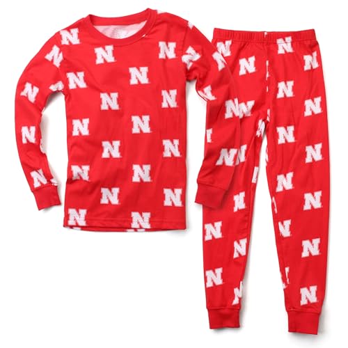 NCAA Boy's Long Sleeve Pajamas - Nebraska Cornhuskers Red