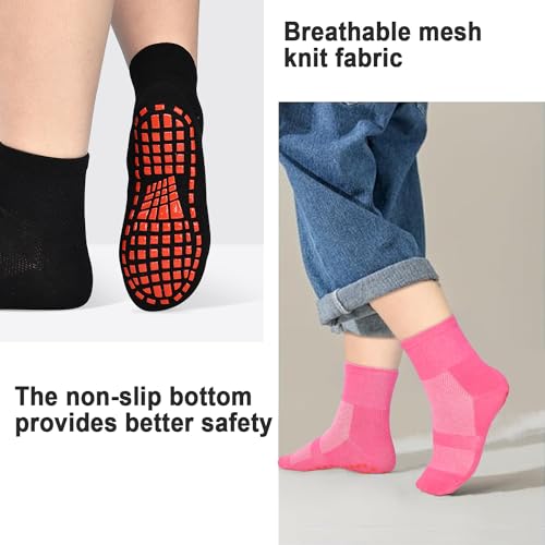 Non-Slip Grip Socks for Women - Yoga, Pilates, Dance - 4-10 Pairs, Multicolor