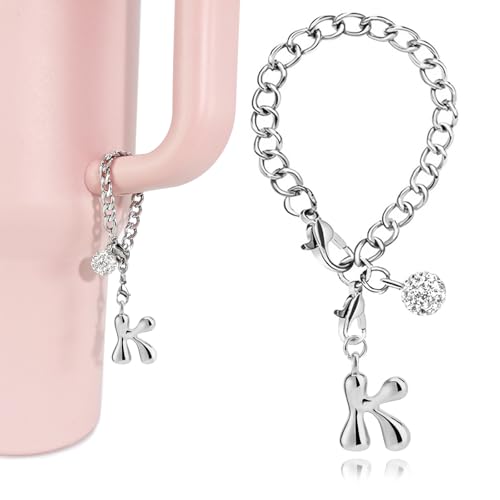 LUHOHI Silver Bubble Letter K Charm for Tumblers & Accessories - Personalized Pendant