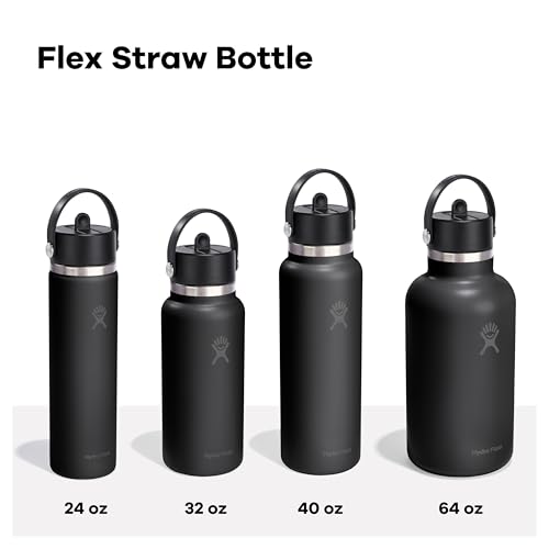 Hydro Flask 24 oz Harbor Blue Wide Mouth Insulated Water Bottle with Leakproof Straw Cap