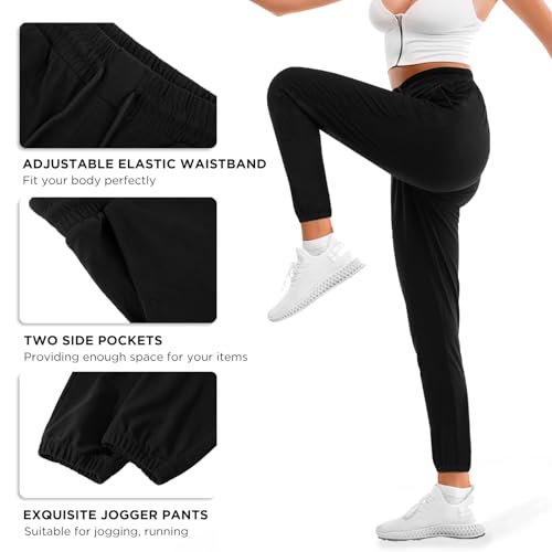 Women's Black Sweatpants with Pocket - Solid Colour, Medium