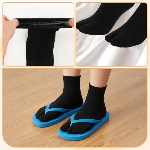4 Pairs Japanese Tabi Socks with Anti-Slip Dots - Black & White