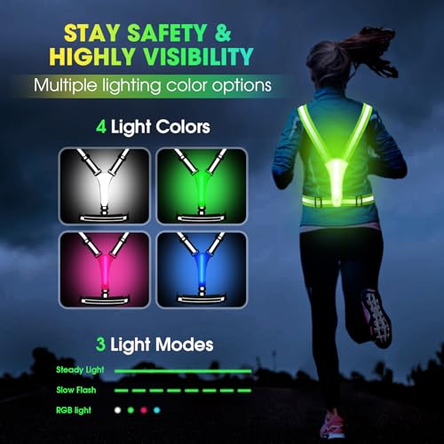 LED Reflective Running Vest with Phone Pouch - High Visibility Night Gear