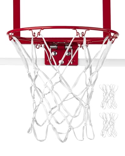 Heavy-Duty Mini Basketball Net Replacement - 12" Nylon, White, 8 Loops