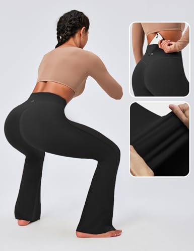 IUGA Flare Leggings for Women High Waisted Workout Yoga Pants Tummy Control 31in Inseam Large Black