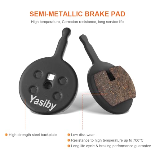 Yasiby Bike Brake Pads Set 4 Pairs – Semi-Metallic & Organic for SRAM Avid BB5, Promax DC710/720/913