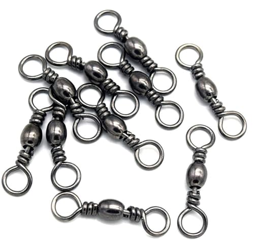 Fishing Barrel Swivels - High Strength Solid Ring Connector - Black #10, 50pcs