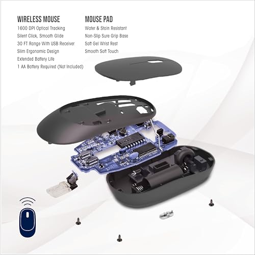 NBA Wireless Mouse and Mouse Pad Combo with Ergonomic Design