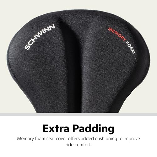 Schwinn Sport Memory Foam Dual Strap Bike Seat Cover, Saddle Cover for Extra Comfort, Soft, Weather-Resistant Memory Foam, Dual Straps Attach Quickly to Most Standard Size Adult Bike Seats