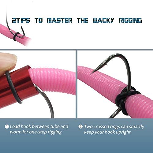 Wacky Rig Tool with 300 Black O-Rings - Fishing Kit for Soft Baits