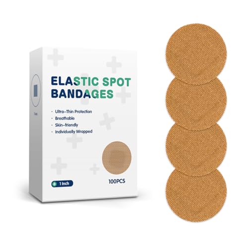 100PCS Round Adhesive Bandages - 1 Inch Elastic Fabric
