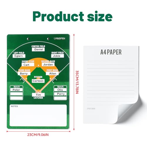 Dry Erase Baseball Coaching Clipboard | Double-Sided Whiteboard for Coaches