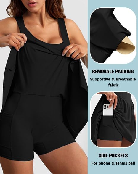 Sexyasasii Women's Tennis Dress - Summer Athletic Style with Built-In Shorts & Bra | Perfect for Golf & Workouts