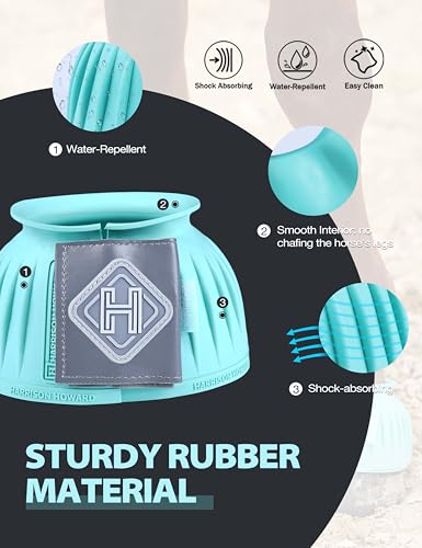 Rubber Bell Boots for Horses - Hoof Overreach Protection, X-Large Turquoise