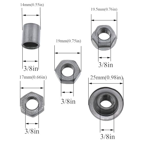 9.45 Inch Bicycle Hub Axle Kit - 3/8 Inch 26 TPI Steel Shaft
