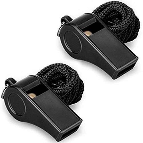 2-Pack Plastic Sports Whistles with Lanyard - Loud & Clear Sound for Coaches & Referees