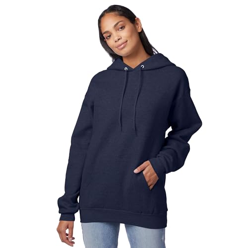 Hanes EcoSmart Fleece Hoodie XL Heather Navy – Men’s & Women’s Midweight Sweatshirt
