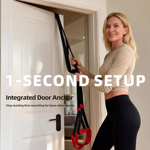 Portable Suspension Straps with Built-in Door Anchor for Bodyweight Workouts