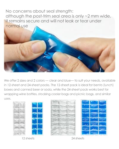SportEmblema Blue Small Ice Packs for Bento Lunch Boxes & Coolers 2 Pack
