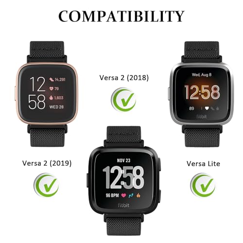 Adjustable Elastic Bands for Fitbit Versa 2 - Black & Leopard, 2-Pack