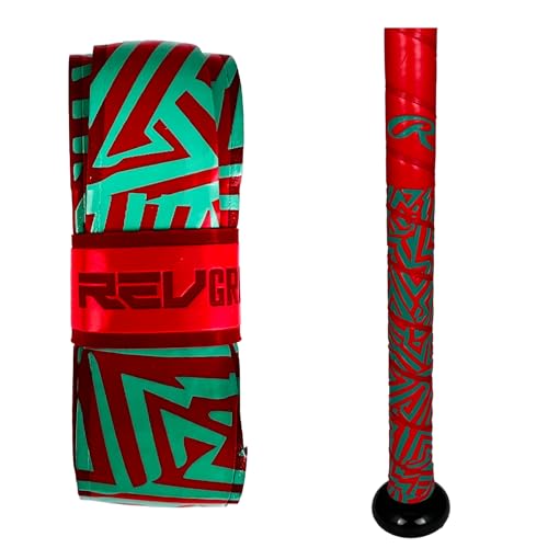 Rawlings 1.80mm Bat Grip for Baseball & Softball - Teal & Red, Standard Thickness