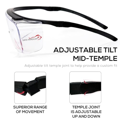 SAFE HANDLER Duarte Premium Over Glasses 3 PAIRS | ANSI Z87.1, Impact Resistant Polycarbonate Lens, UV400, Anti-Fog & Anti-Scratch, Box of 3