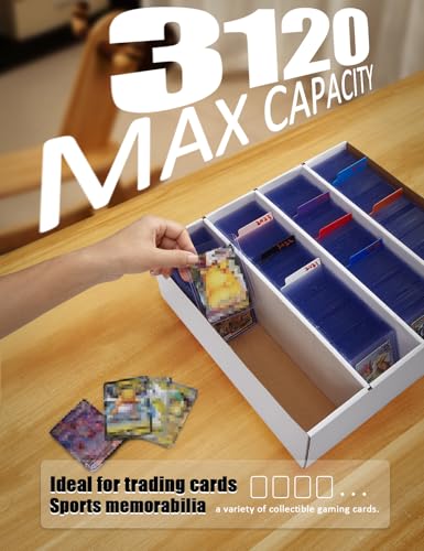 4-Pack Cardboard Sports Card Storage Boxes with Dividers - 3120 Count