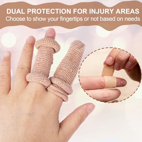 15pcs Cotton Finger Cots - Skin Tone Elastic Finger Sleeves