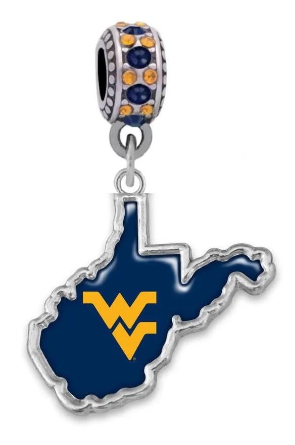 West Virginia University Charm for Bracelets - Gemstone Accent
