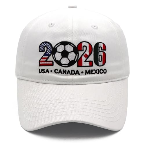 Soccer Hat - White Embroidered Baseball Cap for Fans