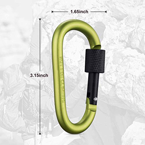 10 Pack Carabiner Clips with Screw Gate - Aluminum Hiking Clips