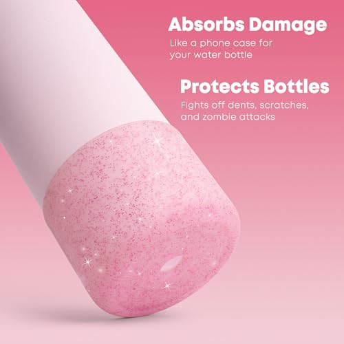 Silicone Protector Boot for Owala Water Bottles - Glitter Pink, 40oz