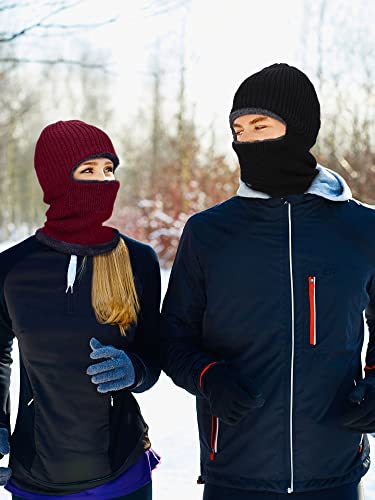 SATINIOR 2 Pack Winter Fleece Ski Masks Balaclava for Cold Weather - Black, Red, One Size