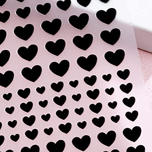 Black Hearts Nail Art Stickers - 6 Self-Adhesive Sheets