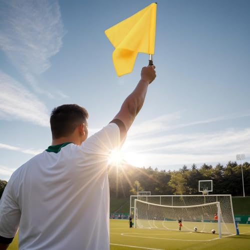 4-Pack Referee Flags with Steel Handles - High Visibility