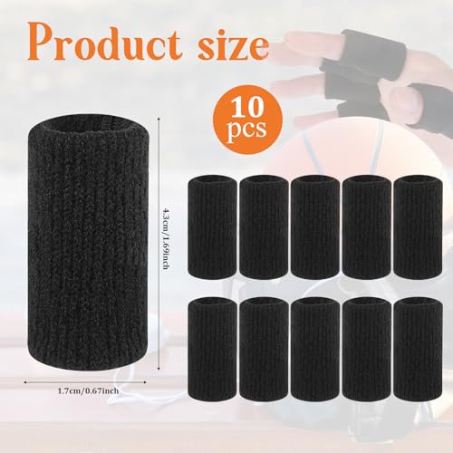 10-Pack Elastic Compression Finger Sleeves - Black Sport Support Braces