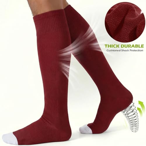 Baseball Softball Socks and Belt Combo Set - Knee-High, Medium, Wine Red