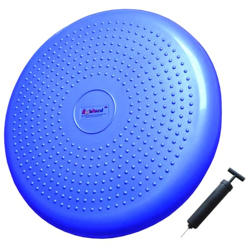 AppleRound Blue 13.5in Inflated Wobble Cushion with Pump – Extra Thick Balance Disc
