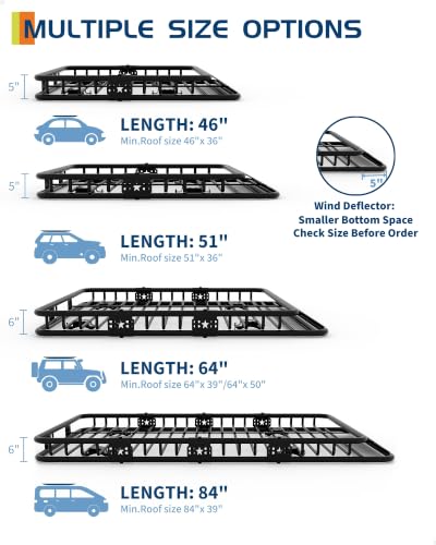 Universal Roof Rack Basket - 51'' x 36'' Heavy Duty Cargo Carrier - Classical