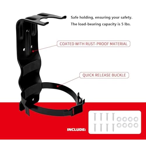 2 Pack Fire Extinguisher Brackets, 5 LB Fire Extinguisher Wall Mount Bracket, Metal Heavy Duty Fire Extinguishers Holder for Home, Car, RV, Truck, Mini Fire Extinguishers (Non-Universal)