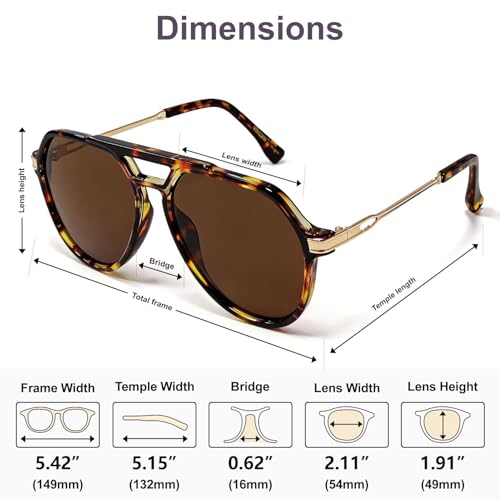 Aviator Sunglasses for Men & Women - UV400 Retro Shades - Tortoise Brown