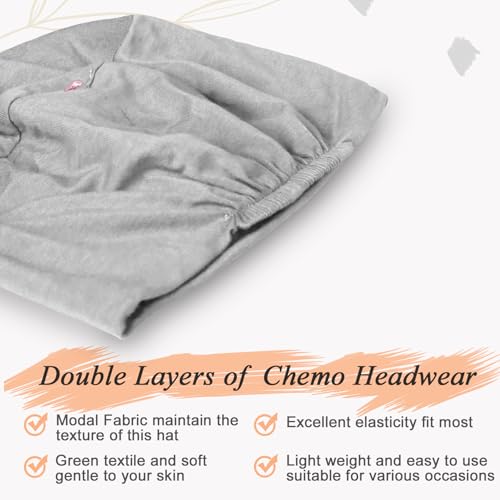 Soft Chemo Headwear for Women - 2 Pcs Lightweight Hair Cap - Black & Light Grey