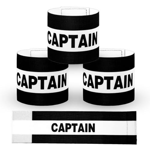 3PCS Adjustable Captain Armbands - Durable Elastic Soccer Field Band (Black)