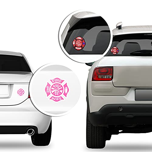 Custom Pink Fire Dept Maltese Cross Sticker - 4x4 Inch