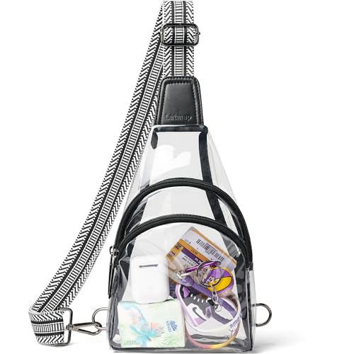 Clear Stadium Bag Crossbody Purse - Guitar Black