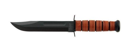 KA-BAR 1220 US Army Straight Edge Fighting/Utility Knife with Leather Sheath, Beige, 7" Blade