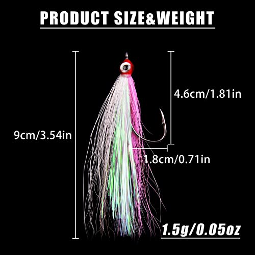 Clouser Minnow Fly Fishing Flies Bucktail Teasers 5 Colors, Mixed Color-5pcs